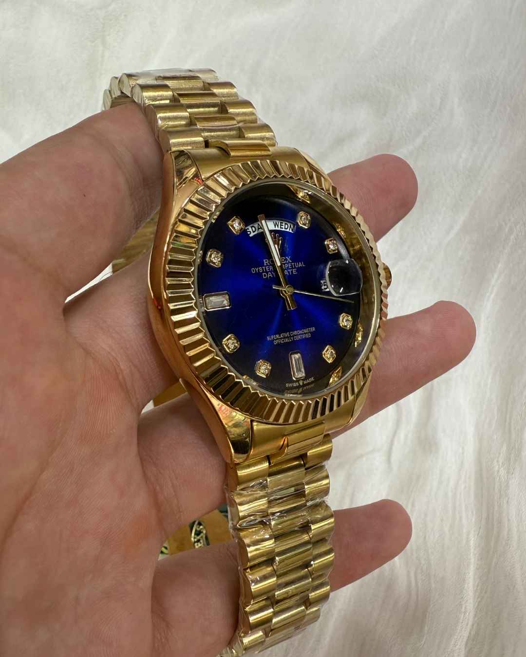 RLX Day Date Blue Golden Watch