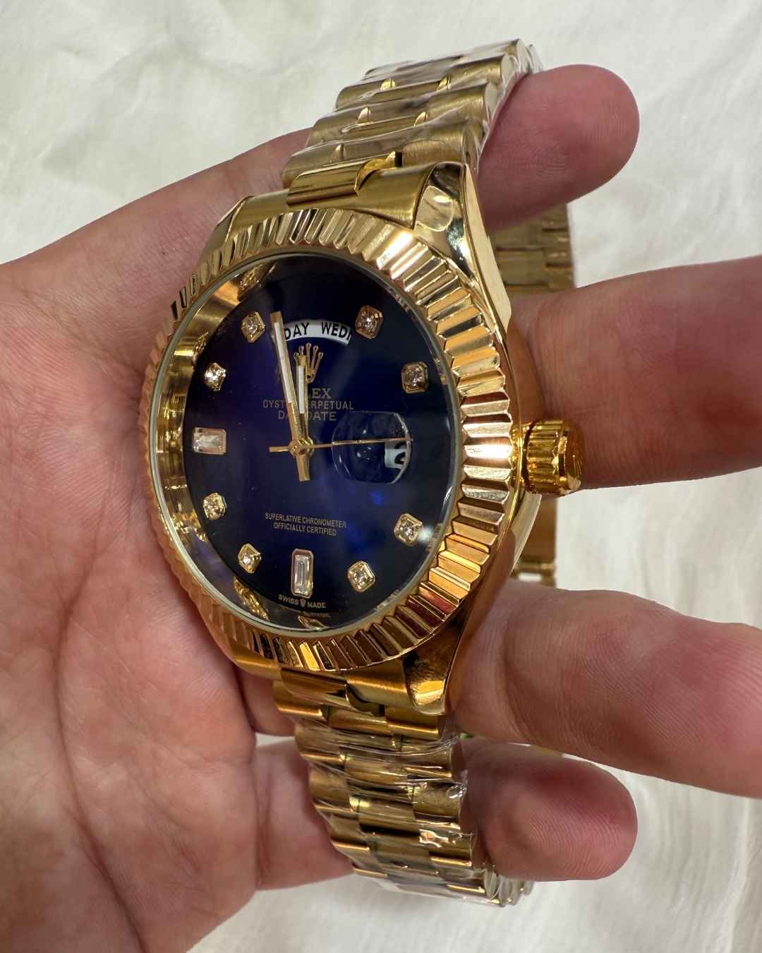 RLX Day Date Blue Golden Watch