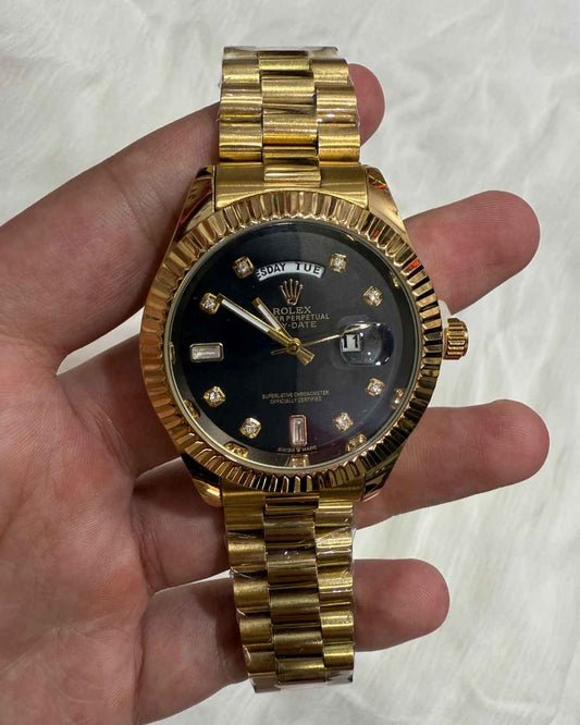 Day Date Golden Black Watch
