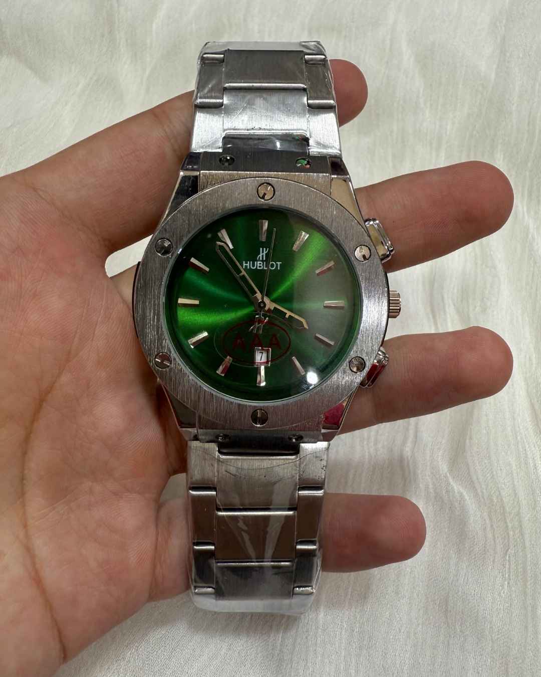 HB Stainless Steel Green Dial Watch