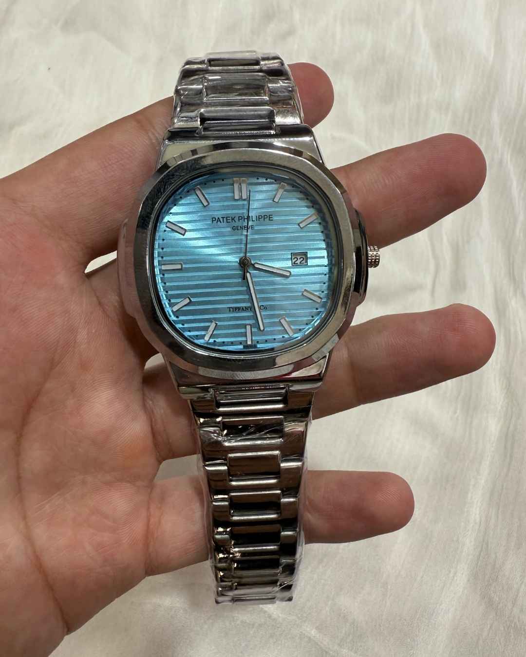 PP Date Working Tiffany Blue Silver Watch