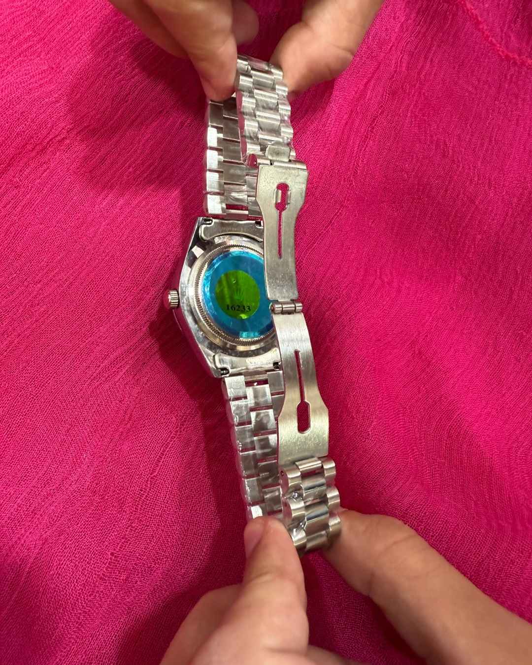Stainless Steel Date Just Watch Silver Black