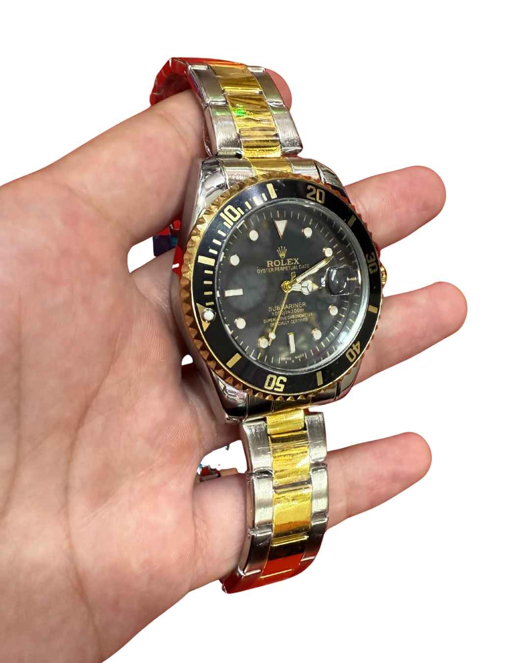 Submariner Two Tone Black Dial Watch