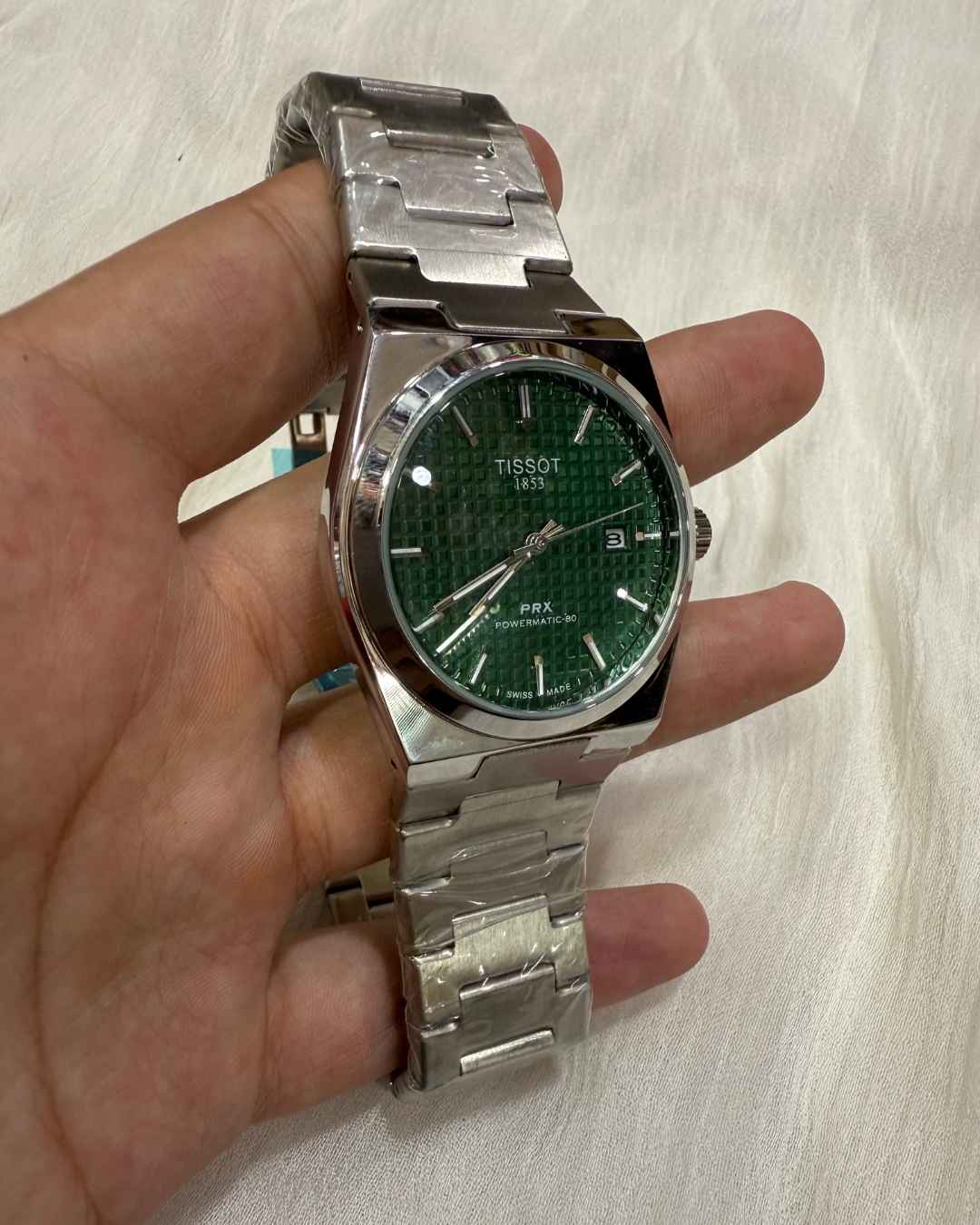 TT Stainless Steel Green Dial Watch
