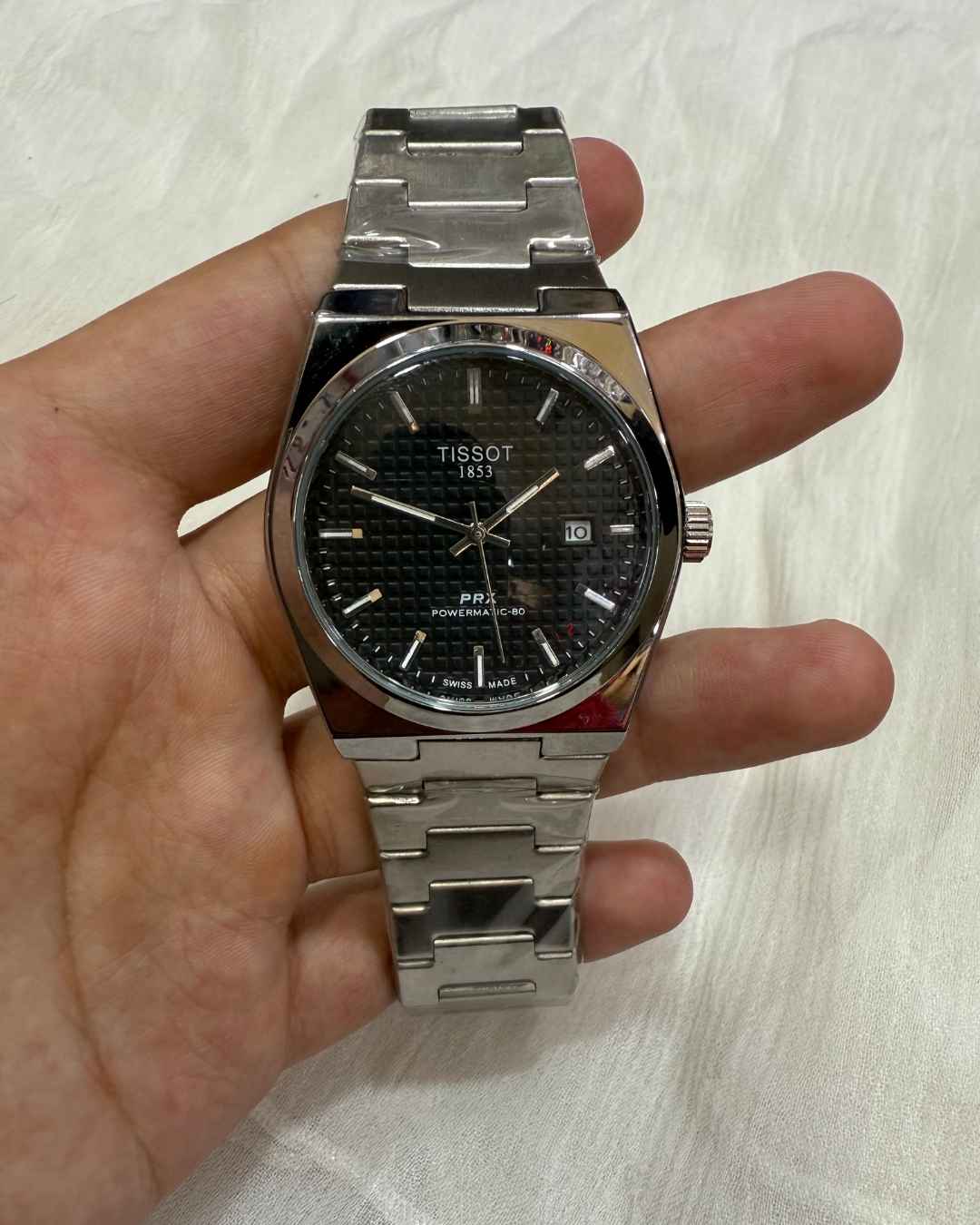 TT Stainless Steel Black Dial Watch