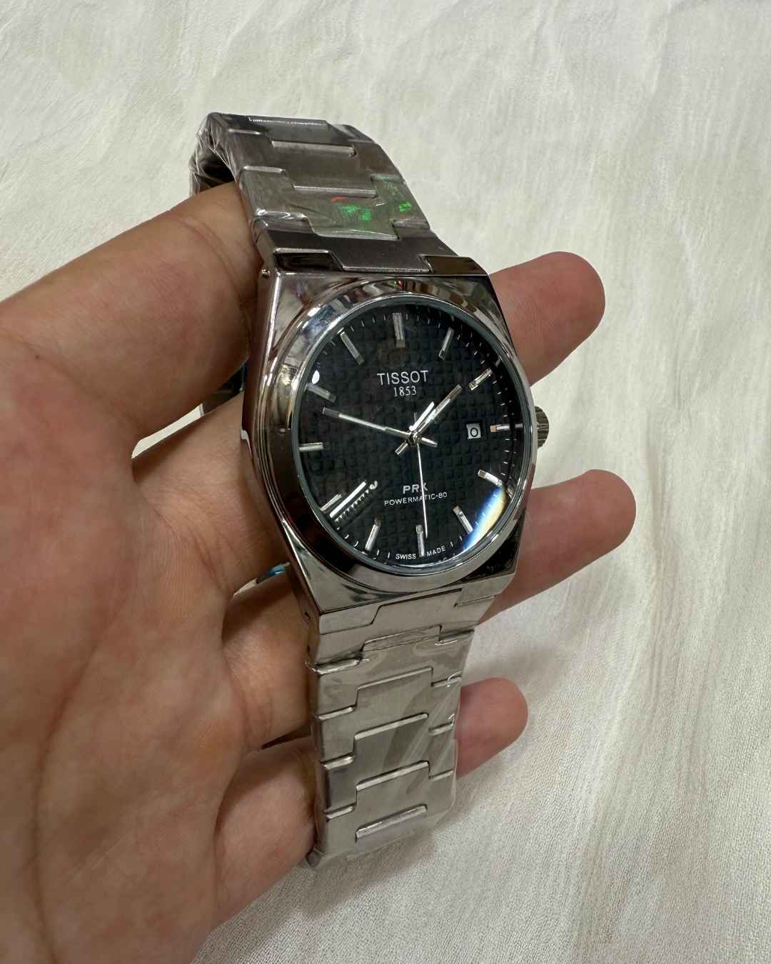 TT Stainless Steel Black Dial Watch