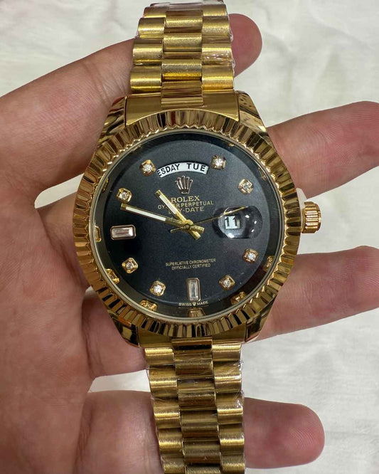 Day Date Golden Black Watch