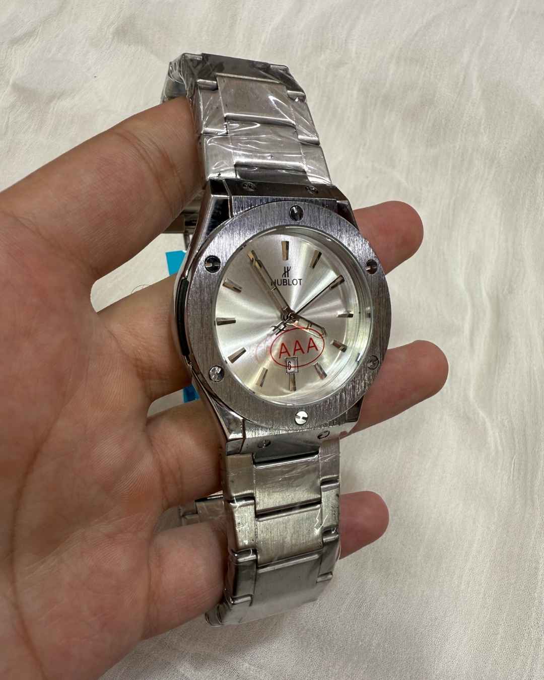 HB Stainless Steel White Dial Watch