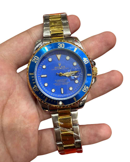 Submariner Two Tone Blue Dial Watch
