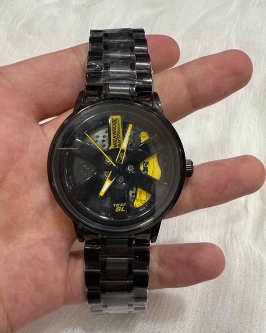 Rotating Yellow Wheel Watch
