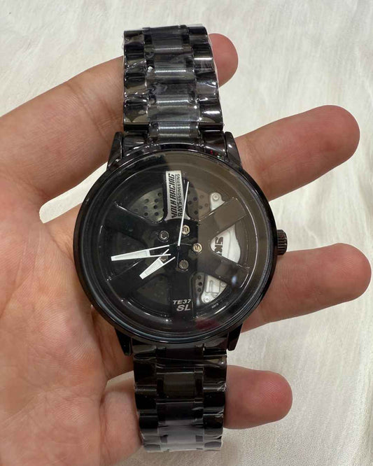 Rotating Black Wheel Watch