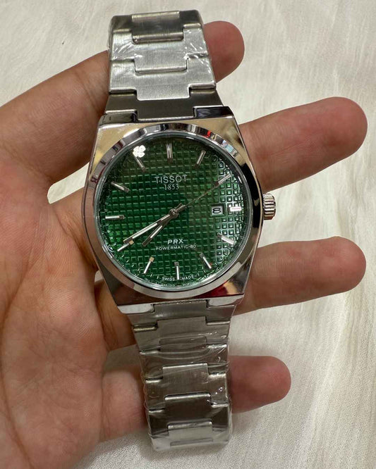 TT Stainless Steel Green Dial Watch